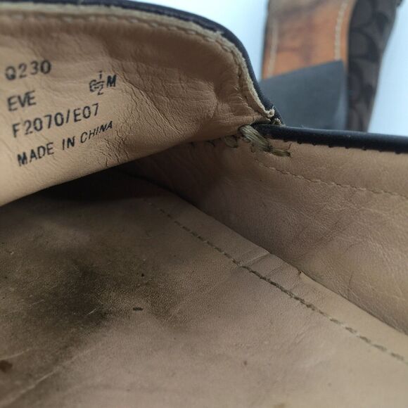 Coach Eve Horsebit Monogram Logo Driver Loafers 6.5 B Womens Brown Gold Slip On - Picture 8 of 11